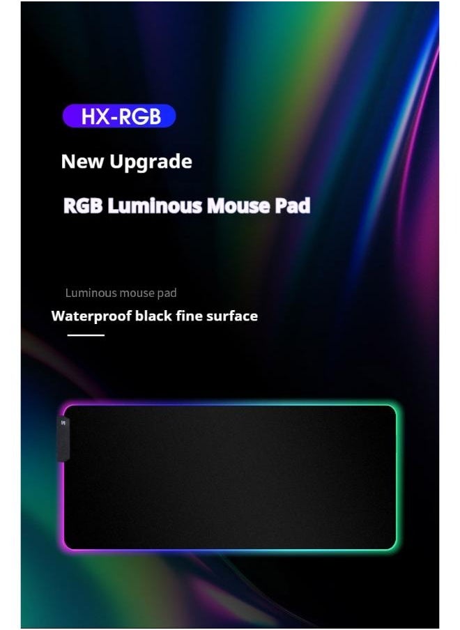Gaming Mouse Pad, Extra Large Soft Led Extended Mouse Pad (10 Lighting Modes), Anti-Slip Rubber Base Computer Keyboard Mat, Black, 400*900*4mm