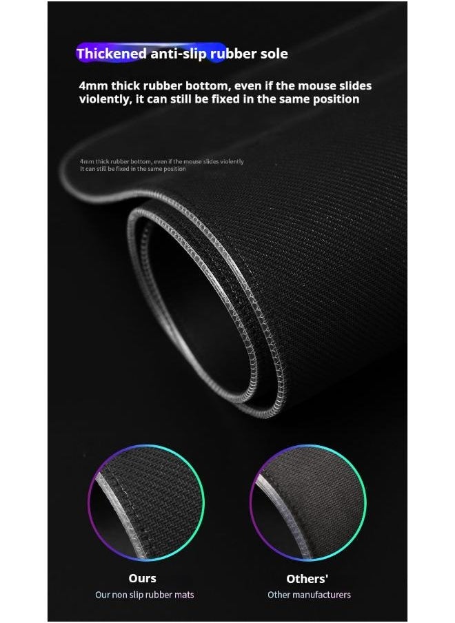 Gaming Mouse Pad, Extra Large Soft Led Extended Mouse Pad (10 Lighting Modes), Anti-Slip Rubber Base Computer Keyboard Mat, Black, 400*900*4mm