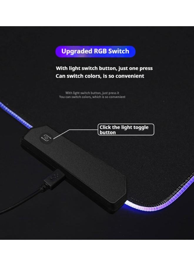 Gaming Mouse Pad, Extra Large Soft Led Extended Mouse Pad (10 Lighting Modes), Anti-Slip Rubber Base Computer Keyboard Mat, Black, 400*900*4mm