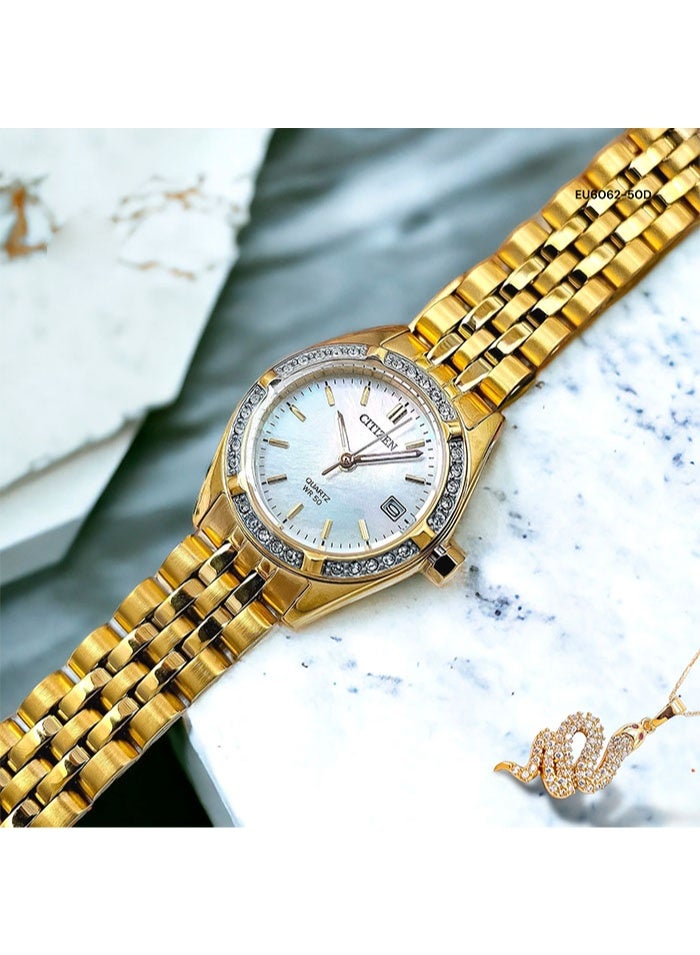 Citizen EU6062-50D Quartz Ladies Watch, Gold-Tone with Crystal Accents - Image 3