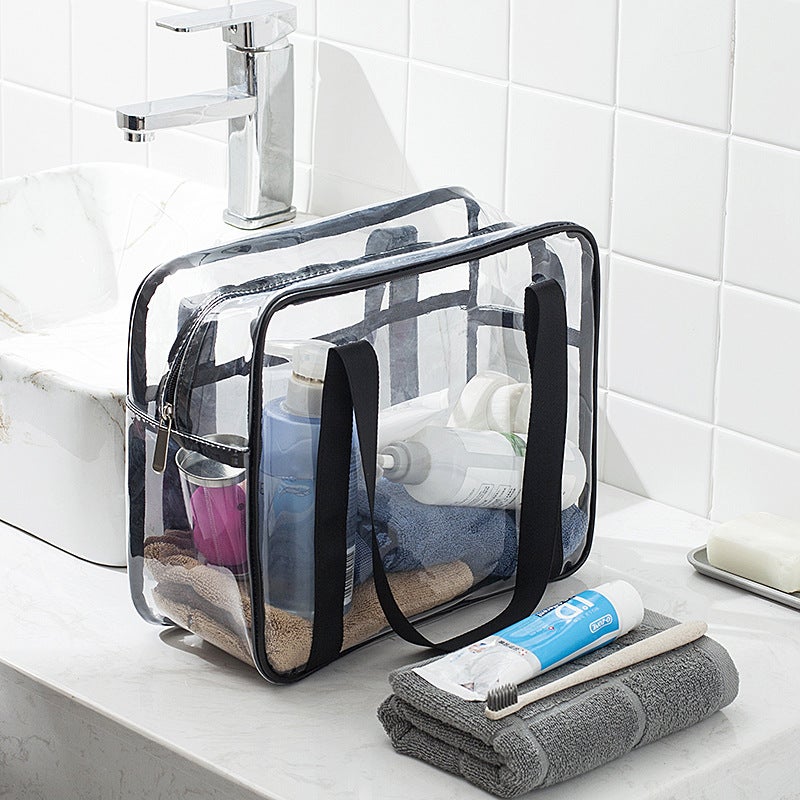 Large Capacity Tote Bag Transparent Wash Bag Pvc Handbag Storage Cosmetic Bag Bath Bag Waterproof Travel Storage - Image 4