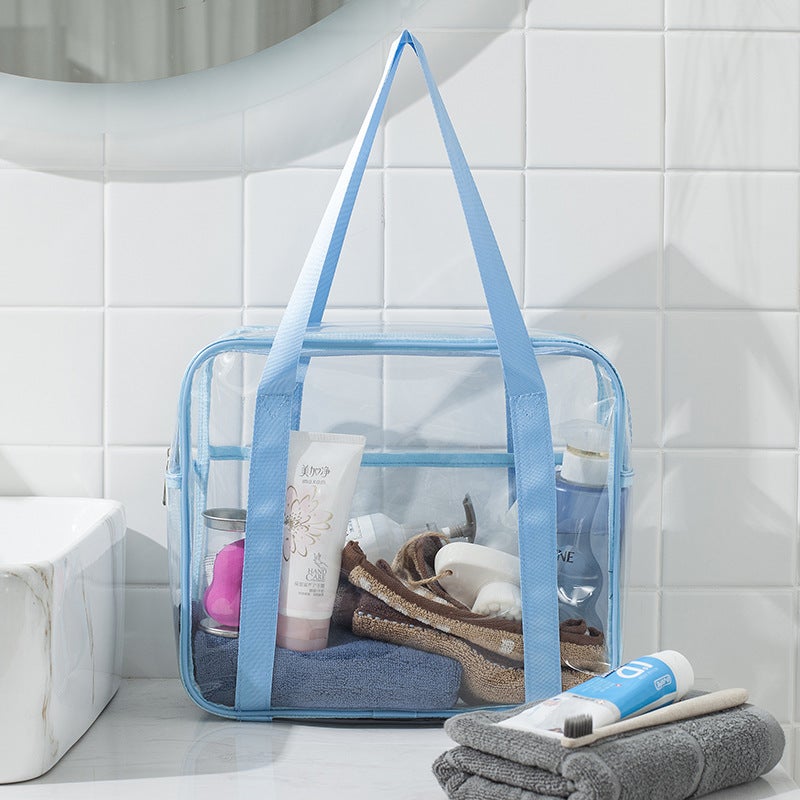 Large Capacity Tote Bag Transparent Wash Bag Pvc Handbag Storage Cosmetic Bag Bath Bag Waterproof Travel Storage - Image 1