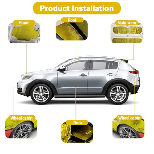 STHIRA® 3PCS Sound Deading Material for Car, Self-Adhesive Backing 50x40cm Aluminum Foil Coating Honeycomb Composite Damping Sheet, Automotive Sound Deadener Noise Insulation Vibration Dampening - Image 4