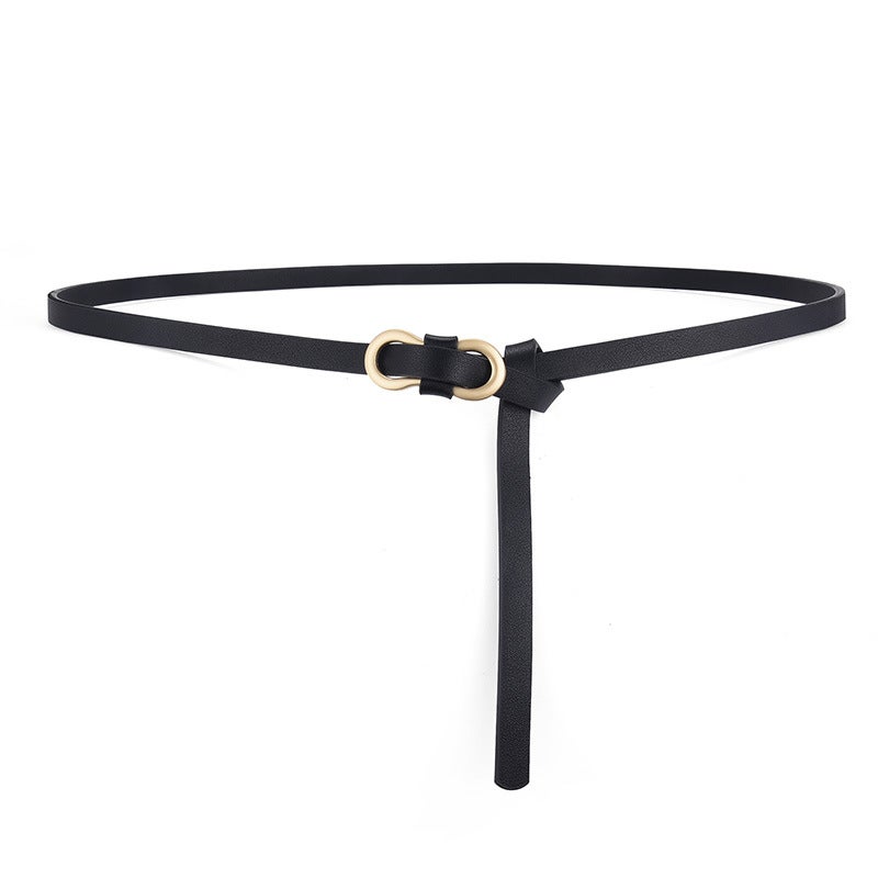 Popular belt womens high-grade fashion all-match dress shirt decorative suit Girls simple thin belt Black 