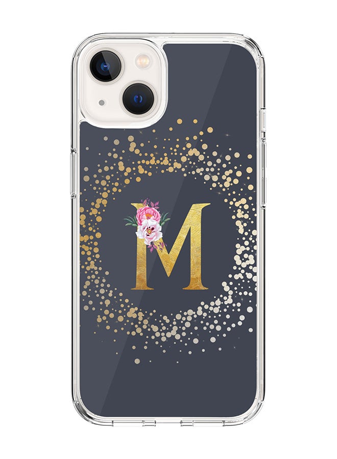 Stylizedd Classic Clear Case For iPhone 15, Hybrid Soft Case Flexible Edges Thin Cover- Custom Monogram Initial Letter Floral Pattern Alphabet - M (Grey) - Image 1