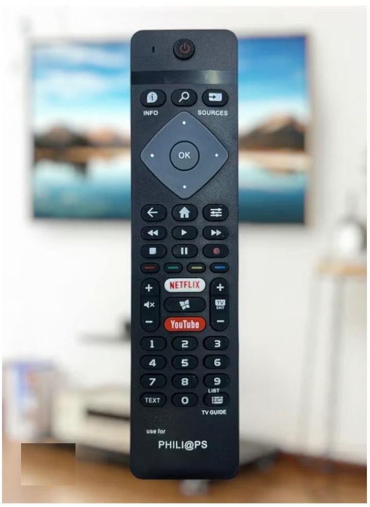 JAJEEK - Philips Smart TV Remote – Replacement Remote Control for Philips Smart LCD & LED TVs, Compatible with Various Models, Easy-to-Use, Black - Image 1