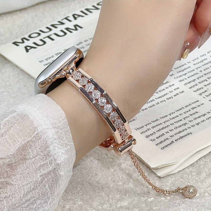 Rose Golden Women Hollow Zirconia Bracelet Compatible With Apple Watch 38mm 40mm 41mm 42mm - Image 1