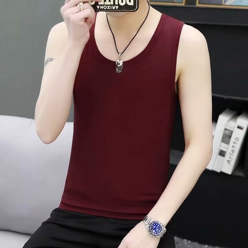 Japanese Style Fashionable Mens Tank Top Maroon red 