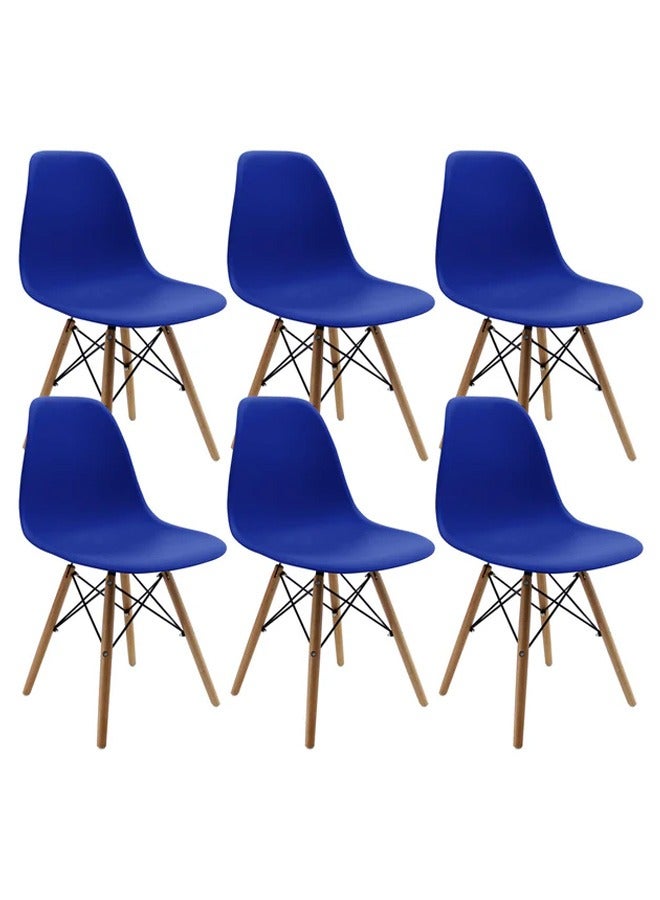 Taimi 6-Piece Office Chair with Wood Legs Blue 70x40x40cm  - Image 1