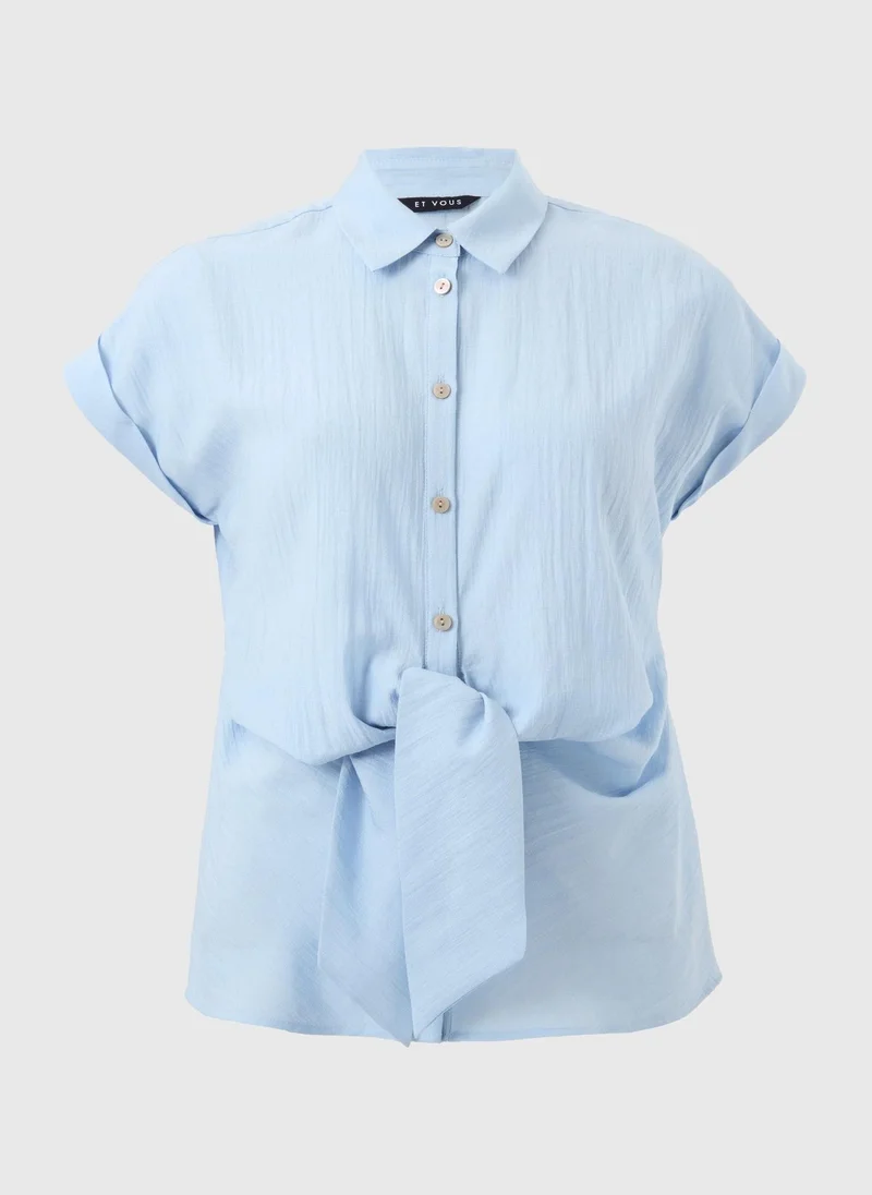 ماتلان Et Vous Light Blue Tie Front Blouse