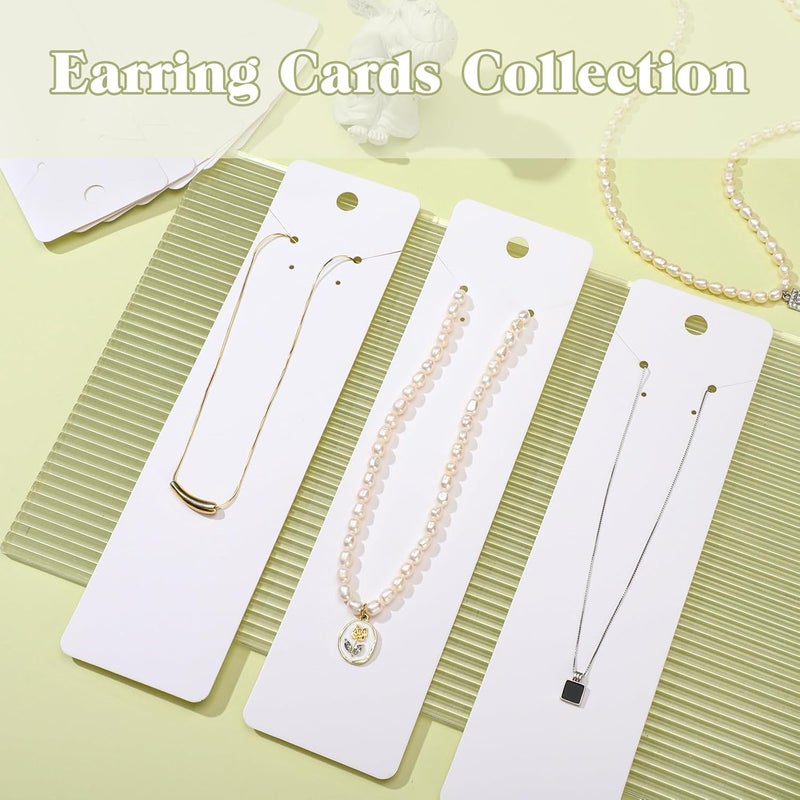 Glenmal 500 Pieces White Necklace Display Cards Earring Display Cards Jewelry Display Cards Hanging Tags Earring Card Holders for Handmade Earrings Bracelet Jewelries Packing 827 x 217 Inches - Image 4