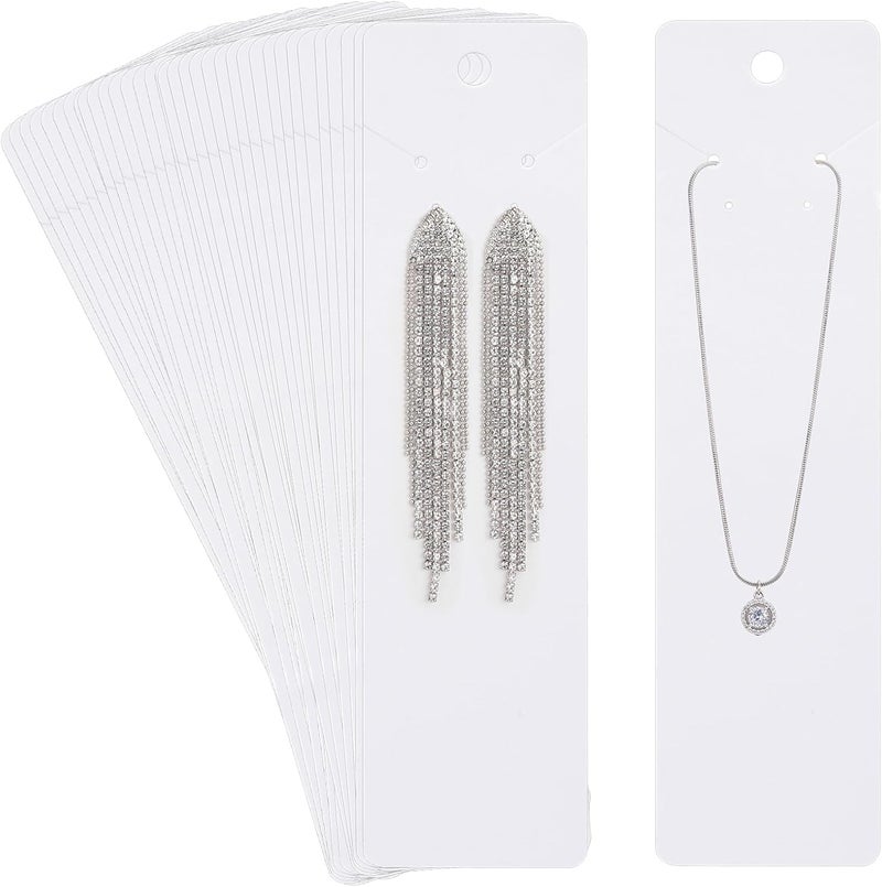 Glenmal 500 Pieces White Necklace Display Cards Earring Display Cards Jewelry Display Cards Hanging Tags Earring Card Holders for Handmade Earrings Bracelet Jewelries Packing 827 x 217 Inches - Image 1