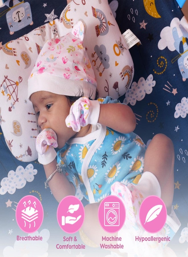 a baby cherry 100% Organic Cotton Baby Caps for Born 0-3 Months | Cap Mittens and Booties Set for New Born Baby | Soft & Comfortable Unisex Baby Accessories for Boys & Girls| set of 2 - Image 4