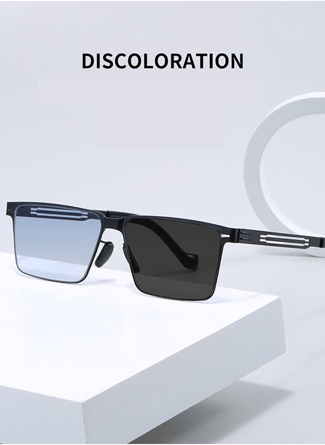 New Release: Unisex Photochromic Night Driving Sunglasses - Trending Square Frame with Ultra-Thin Light Intelligent Transition  Technology