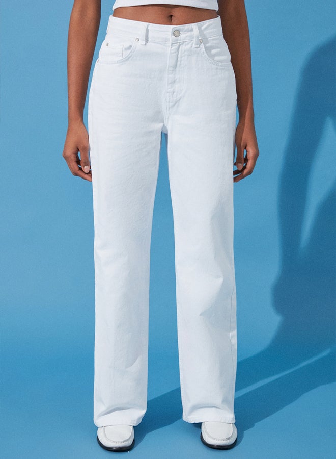 trendyol White High Waist Wide Leg Jeans - Image 4