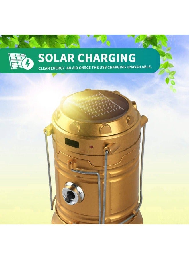 LED Camping Lantern, Solar and Rechargeable Flashlight, Portable Waterproof Survival Light, Collapsible Emergency Light for Home Power Failure/Camp/Hiking/Fishing - Image 3