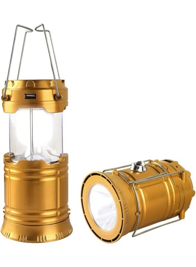 LED Camping Lantern, Solar and Rechargeable Flashlight, Portable Waterproof Survival Light, Collapsible Emergency Light for Home Power Failure/Camp/Hiking/Fishing - Image 1