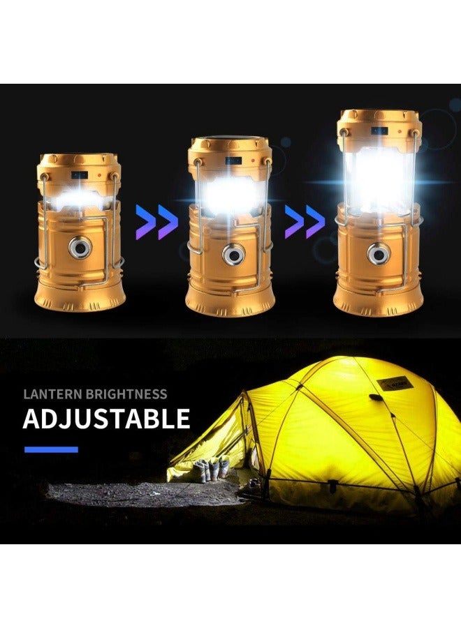 LED Camping Lantern, Solar and Rechargeable Flashlight, Portable Waterproof Survival Light, Collapsible Emergency Light for Home Power Failure/Camp/Hiking/Fishing - Image 2