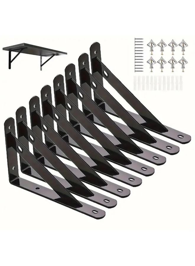 6 Inch 8 Piece Heavy Duty Shelf Bracket Set Wall Mounted L Bracket With Installation Screws - Image 1