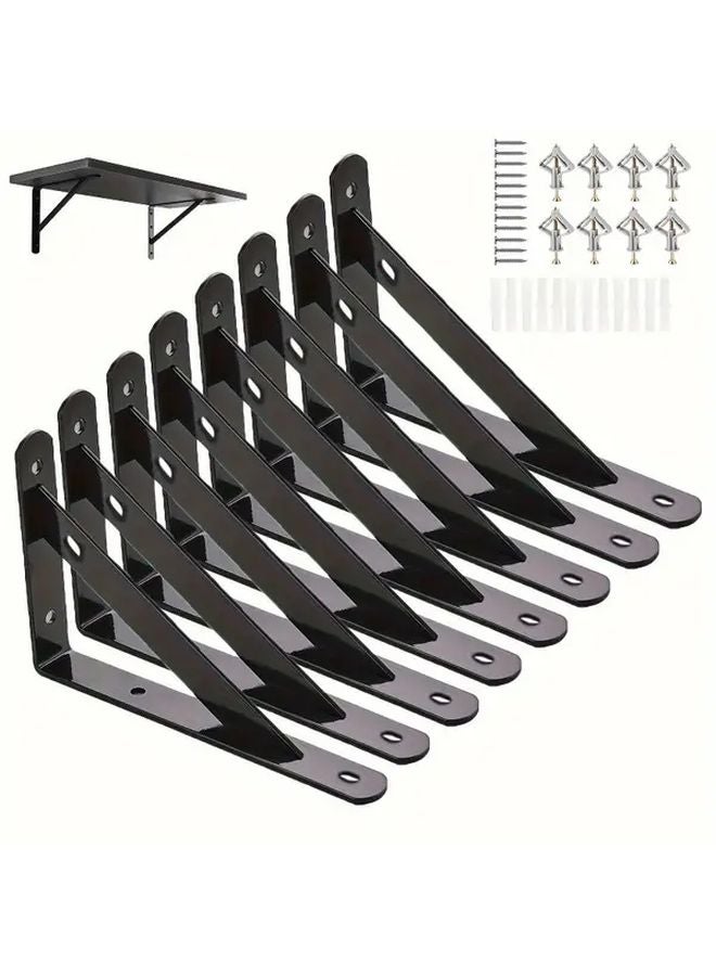 6 Inch 8 Piece Heavy Duty Shelf Bracket Set Wall Mounted L Bracket With Installation Screws - Image 2