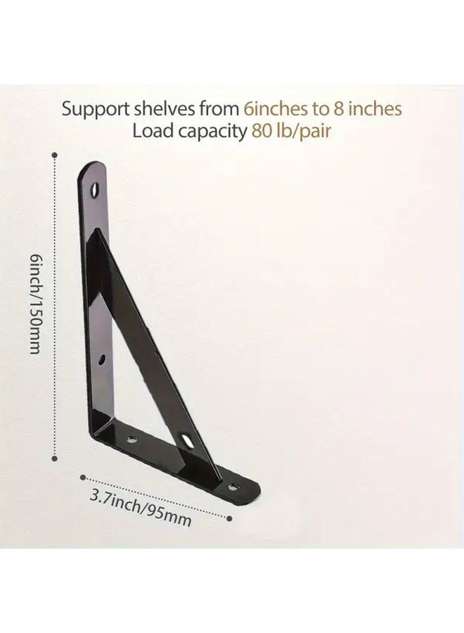 6 Inch 8 Piece Heavy Duty Shelf Bracket Set Wall Mounted L Bracket With Installation Screws - Image 5