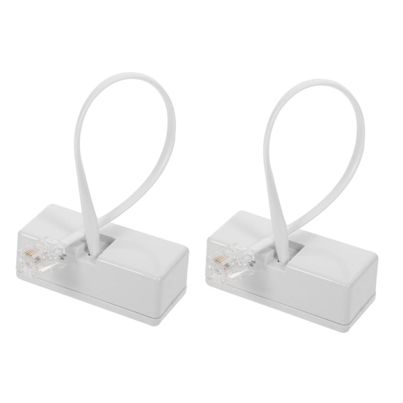 2Pcs White Landline Phone Line Adapter Splitter Converter Cable Easy To Store - Image 2