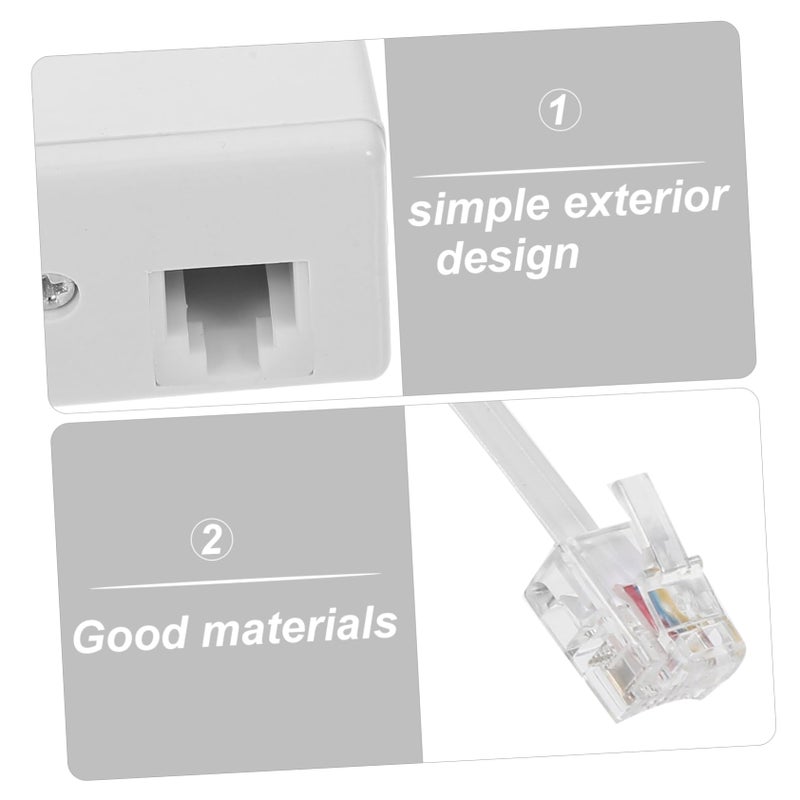 2Pcs White Landline Phone Line Adapter Splitter Converter Cable Easy To Store - Image 3