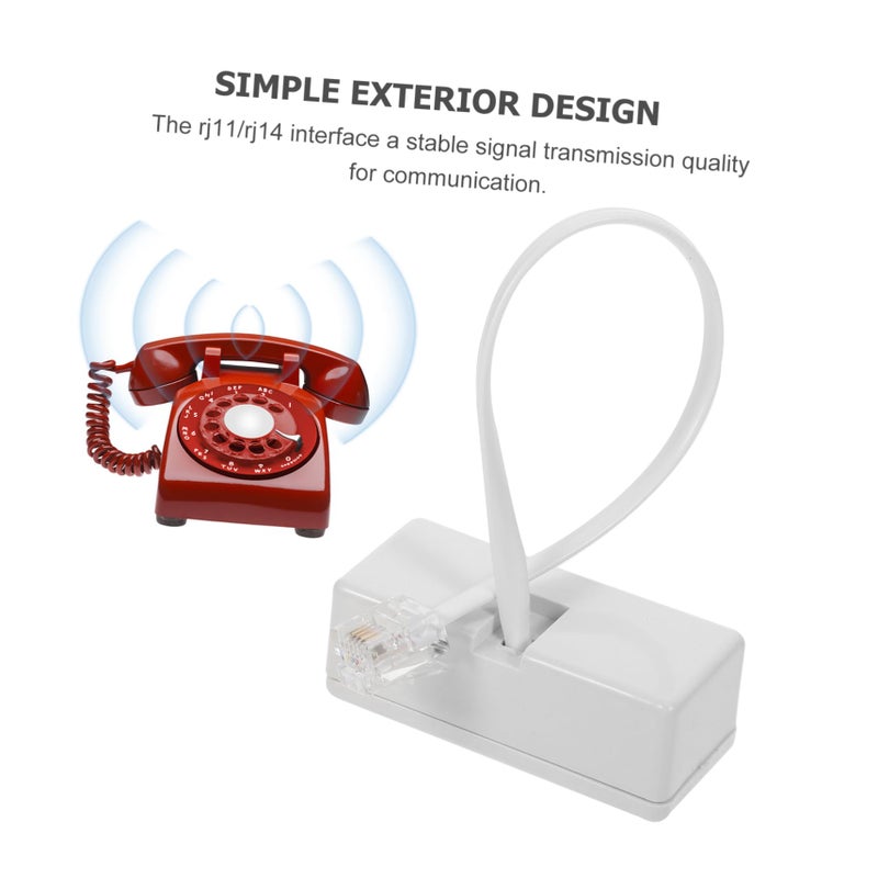 2Pcs White Landline Phone Line Adapter Splitter Converter Cable Easy To Store - Image 5