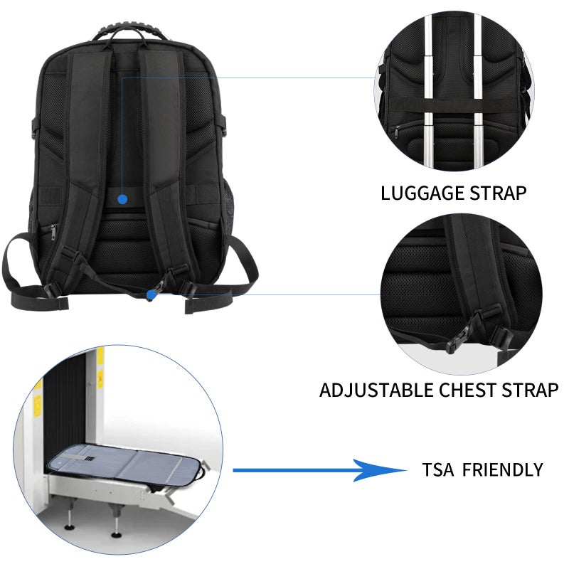 KROSER Travel Laptop Backpack 18.4 inch XXXL Computer Backpack Stylish College Backpack with RFID Pockets USB Charging Port REFLECTIVE STRIPS Water-Repellent Daypack for Business/Men - Image 5