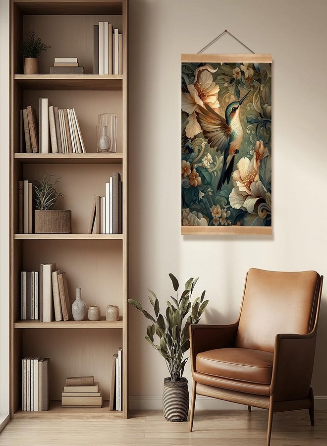 ZTGDA Vintage Hummingbird Wall Art - 12x16" Linen Canvas Hanging Poster with Wooden Frame, Elegant Botanical Floral Bird Print for Bedroom, Living Room or Nature-Inspired Home Decor (Colour-Hummingbird) - Image 5