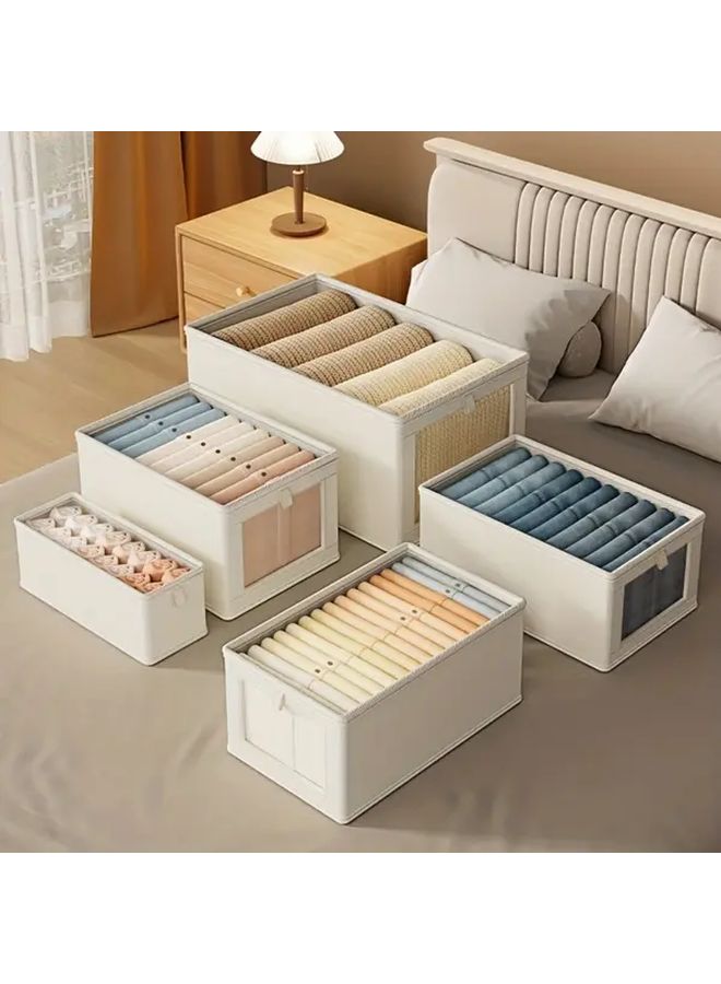 Grey Collapsible Storage Box With Clear Window And Hooks For Clothes Home Organization - Image 5