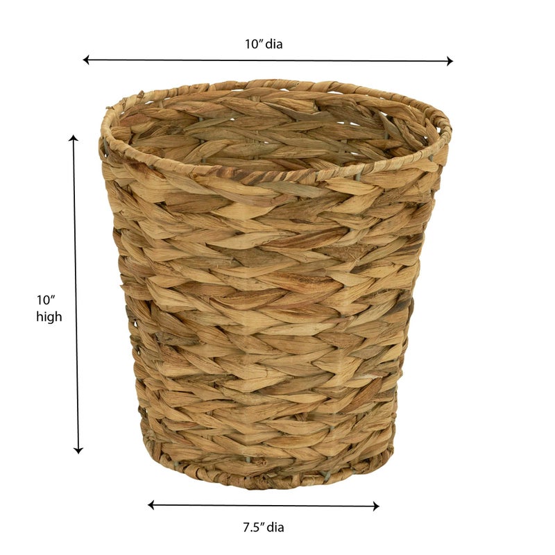 Household Essentials Wicker Waste Basket, Woven Leaf Basket with Wire Frame, Trash Bin or Storage Basket for Bedroom, Bathroom, Office and More - Image 2