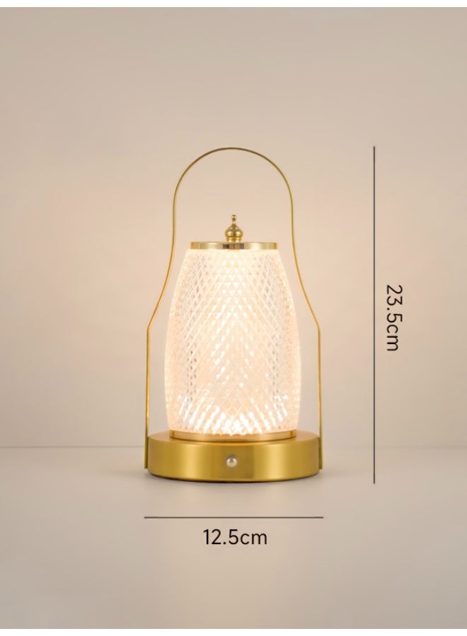 مصباح طاولة LED محمول فاخر، فانوس لاسلكي قابل للشحن مع تحكم باللمس، قابل للتعتيم بثلاث درجات حرارة ألوان، إطار معدني ذهبي، مصباح مكتب شحن من النوع C لغرفة النوم، المطاعم، الخارج وديكور المنزل - Image 5