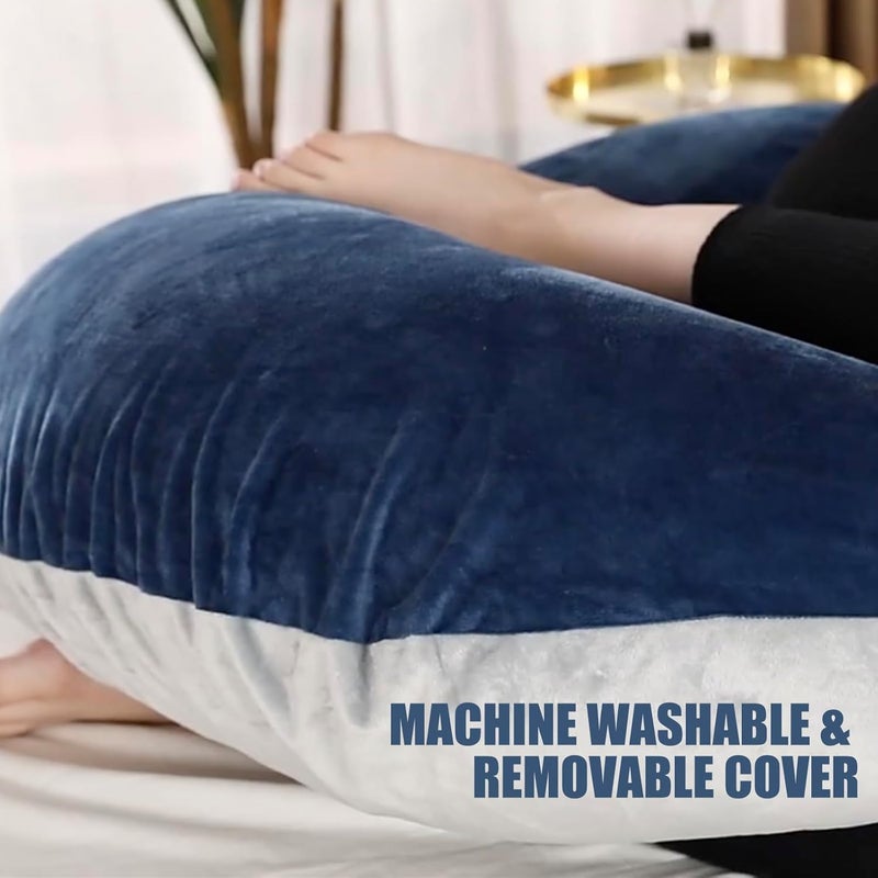 VTERLY Pregnancy Pillows, 180cm Long Maternity Pillows, U-Shape Full Body Pillow, Cooling Cover Blue&Grey, Pregnancy Pillows for Sleeping, Body Pillows for Adults, Maternity Pillow and Pregnancy Must Haves - Image 4