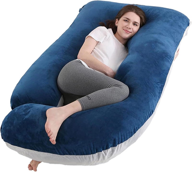 VTERLY Pregnancy Pillows, 180cm Long Maternity Pillows, U-Shape Full Body Pillow, Cooling Cover Blue&Grey, Pregnancy Pillows for Sleeping, Body Pillows for Adults, Maternity Pillow and Pregnancy Must Haves - Image 1