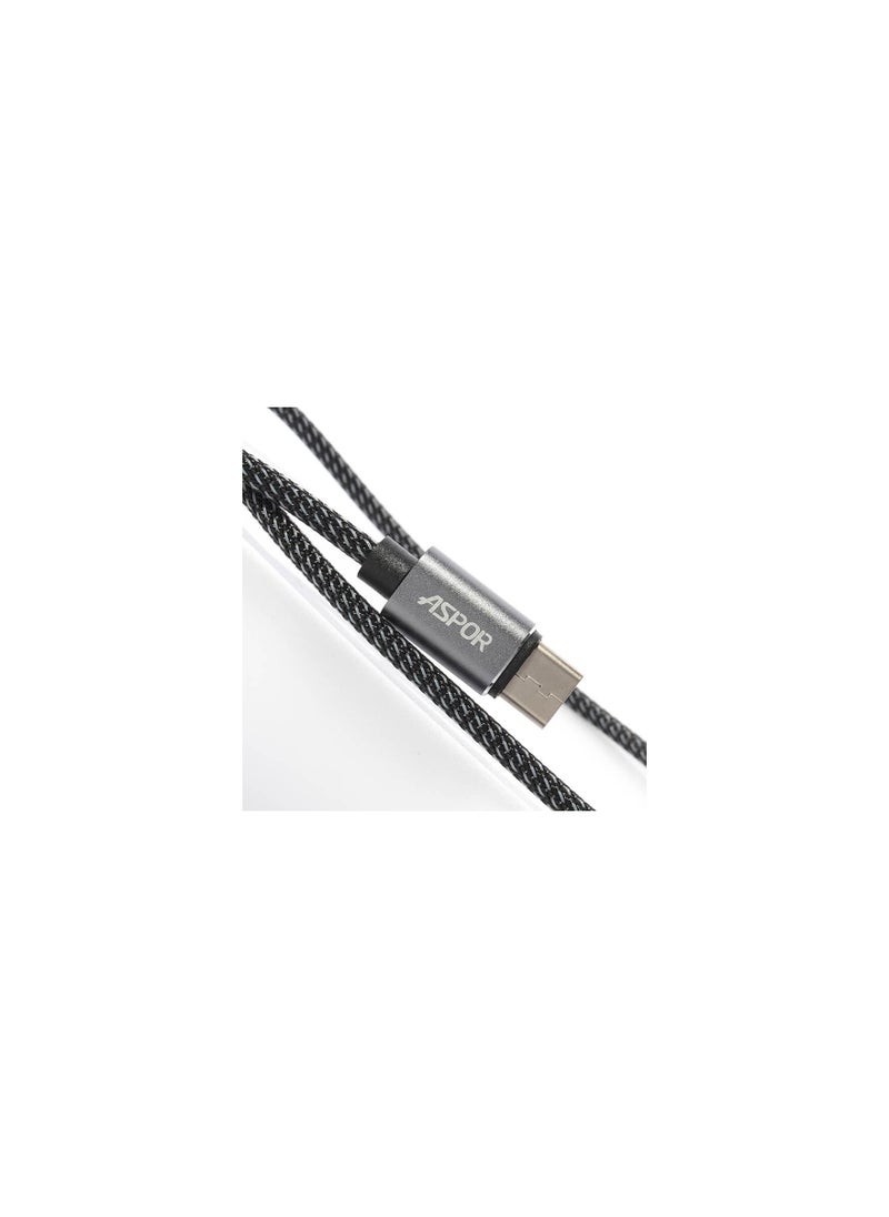 أسبور كابل Aspor A133 USB-C بطول 1.2 متر - أسود  - Image 2