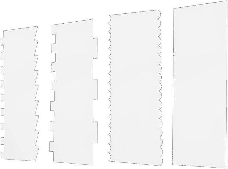 ZTEOFO 4 Pack Clear Cake Combs, Clear Acrylic Cake Smoother Scraper, Clear Acrylic Cake Scraper, Large Clear Acrylic Cake Scraper, Acrylic Cake Scraper Set, Clear Acrylic Cake Scraper Cake Decorating - Image 1