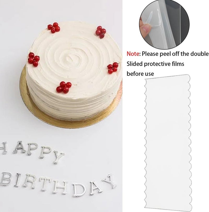 ZTEOFO 4 Pack Clear Cake Combs, Clear Acrylic Cake Smoother Scraper, Clear Acrylic Cake Scraper, Large Clear Acrylic Cake Scraper, Acrylic Cake Scraper Set, Clear Acrylic Cake Scraper Cake Decorating - Image 4