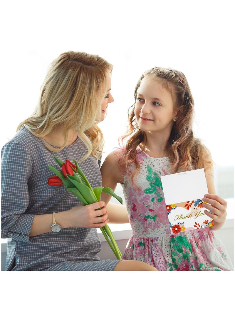 كاست ويف Thank You Cards, Greeting Cards, Thank You card Flower Themed Design, Teacher Thank You Card Multipack 12 Colourful Designs, Elegant Thank You Notes, Blank Inside Floral Greeting Cards (12PCS) - Image 5