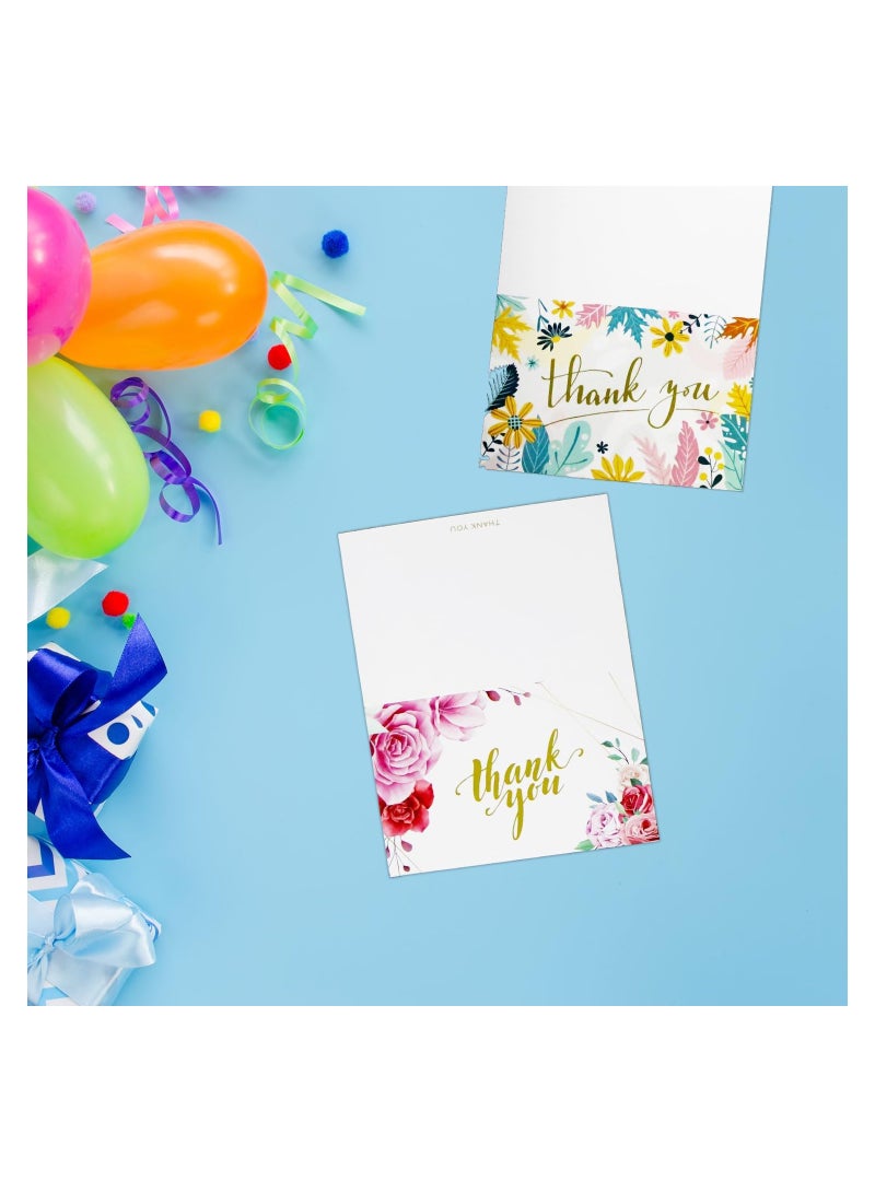 كاست ويف Thank You Cards, Greeting Cards, Thank You card Flower Themed Design, Teacher Thank You Card Multipack 12 Colourful Designs, Elegant Thank You Notes, Blank Inside Floral Greeting Cards (12PCS) - Image 3