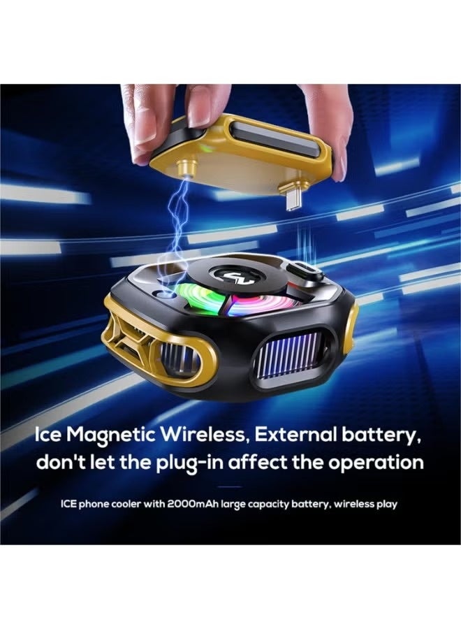 MEMO CX12 Mobile Phone Cooler, Magnetic Semiconductor Ice Cooling Radiator With AI Digital Display 2000mAh Battery, RGB Lighting, Type-C - Image 5