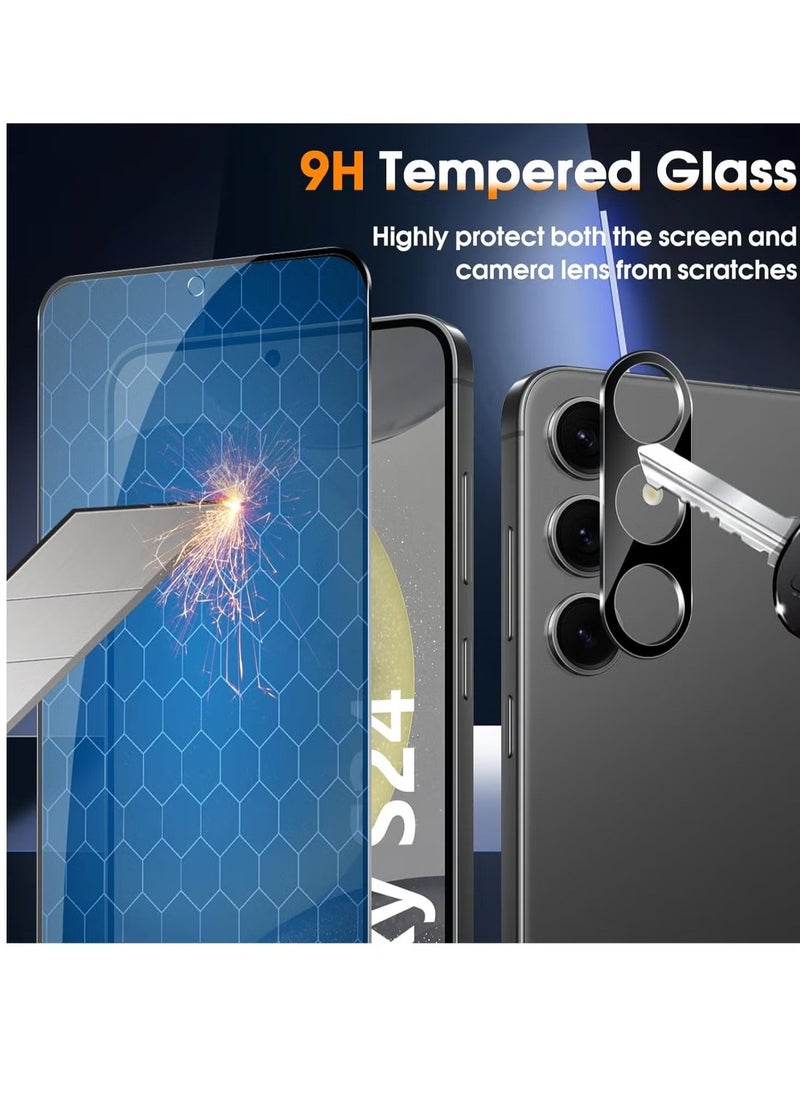 JAJEEK Privacy Screen for Samsung Galaxy S24 5G – Tempered Glass, Pack of 2 Privacy Screen Protectors & 2 Camera Protection Pieces, 9H Hardness Anti-Spy, Anti-Scratch Tempered Glass Protection - Image 2