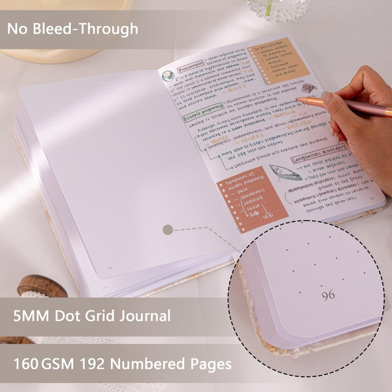 TIEFOSSI Dotted Journal Notebook for Women Men, A5 Journals for Writing, 160gsm 190 Pages Thick Paper, Perfect for Office & Home School Supplies, 8.4 X 5.8 In - Image 3