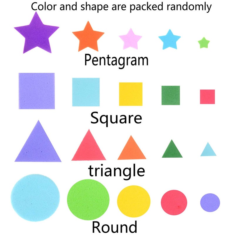 Olgaa 1300 Pieces Foam Geometry Self-Adhesive Stickers - Assorted Colors Mini Shapes (Circle, Square, Triangle, Pentagram) for Crafts, Arts Making, Kids Gifts - Image 4