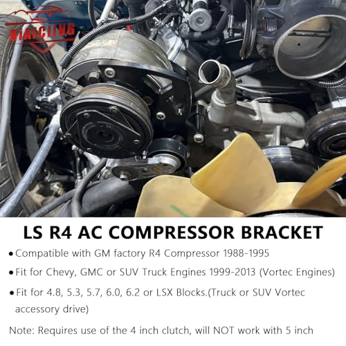 RiAiCiING LS Swap R4 AC Compressor Bracket High Mount kit with Belt Tensioner for Chevrolet GMC SUV Truck Vortec Engines LSX LS2 LS3 LS6 Air Conditioner Passenger Side - Image 2