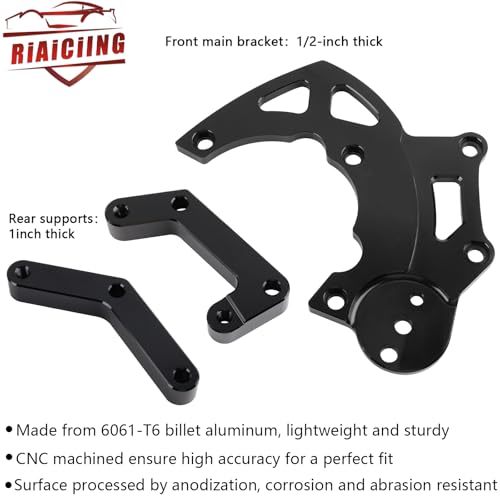 RiAiCiING LS Swap R4 AC Compressor Bracket High Mount kit with Belt Tensioner for Chevrolet GMC SUV Truck Vortec Engines LSX LS2 LS3 LS6 Air Conditioner Passenger Side - Image 3