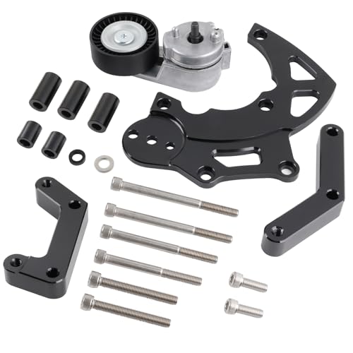 RiAiCiING LS Swap R4 AC Compressor Bracket High Mount kit with Belt Tensioner for Chevrolet GMC SUV Truck Vortec Engines LSX LS2 LS3 LS6 Air Conditioner Passenger Side - Image 1