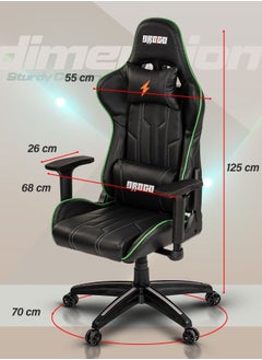 DROGO Ergonomic Gaming Chair with Adjustable Seat Height PU Leather Material 3D Armrest Video Game Chair with Head & Lumbar Support Pillow Desk Chair Home & Office Chair with Recline Green - pzsku/Z46213F6C4C0AF0F5703EZ/45/_/1672672553/4b923a91-c3a3-4d88-86e2-41b11c1cb288