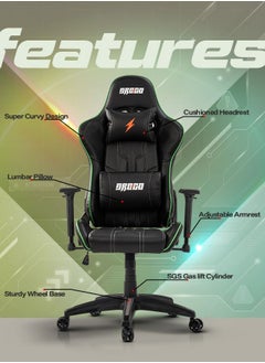 DROGO Ergonomic Gaming Chair with Adjustable Seat Height PU Leather Material 3D Armrest Video Game Chair with Head & Lumbar Support Pillow Desk Chair Home & Office Chair with Recline Green - pzsku/Z46213F6C4C0AF0F5703EZ/45/_/1672672553/91e1b511-30bb-4df1-897c-2cf483bc32cb