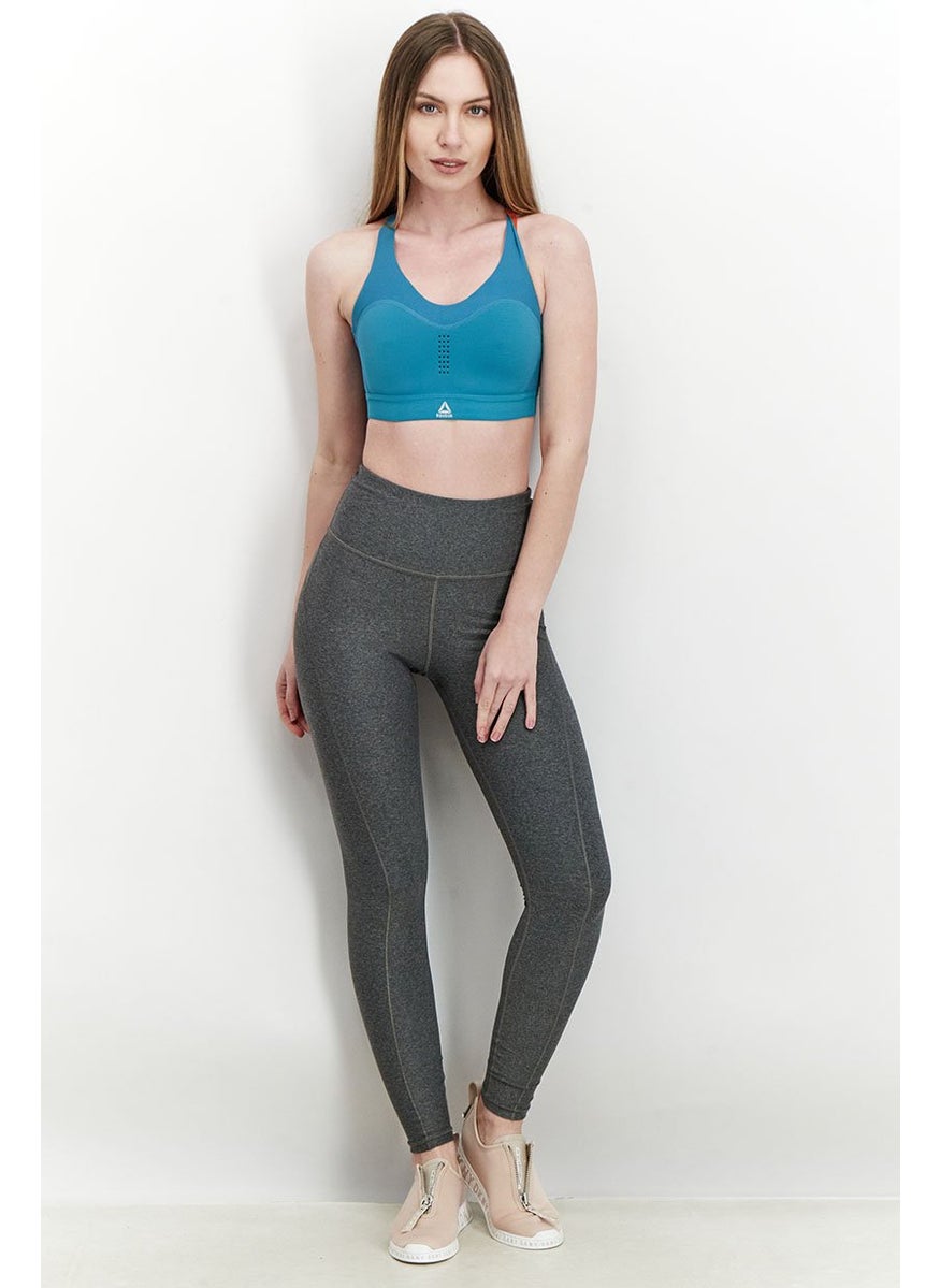 Reebok Women Brand Logo Lightly Padded Sports Bra, Teal Blue  - Image 4